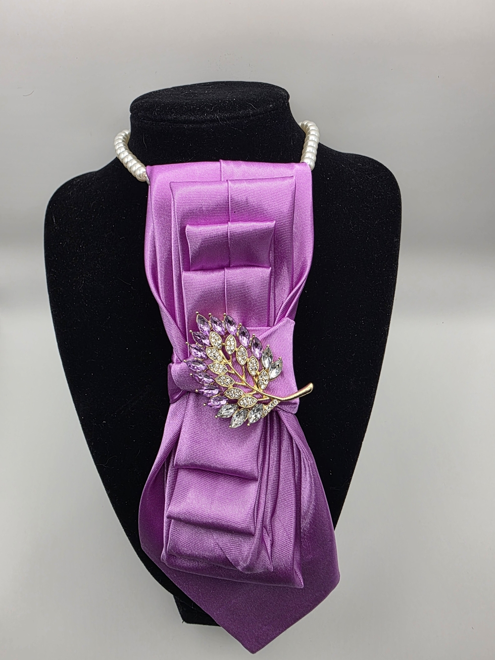 Tie Necklace | Purple Satin